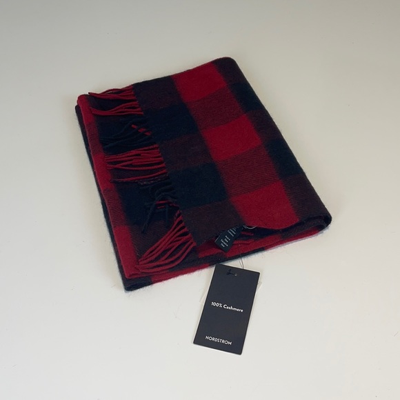 Nordstrom Cashmere red and black buffalo scarf - Picture 3 of 6